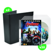 DVD Bundle, 50 Double DVD Sleeves with Felt, 2 DVD Binders
