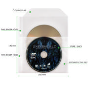 DVD Bundle, 50 Double DVD Sleeves with Felt, 2 DVD Binders