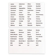 DVD Dividers with Labels with Pre-printed Film Genres