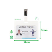 Visitor Badge Kit, PP, with Clips and Inserts, Horizontal
