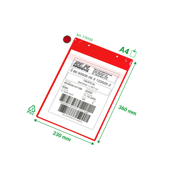 Magnetic Logistic ID Pocket, with Neodymiums and Flap, A4, Portrait
