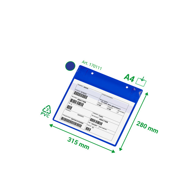 Magnetic Logistic ID Pocket, with Neodymiums and Flap, A4, Landscape