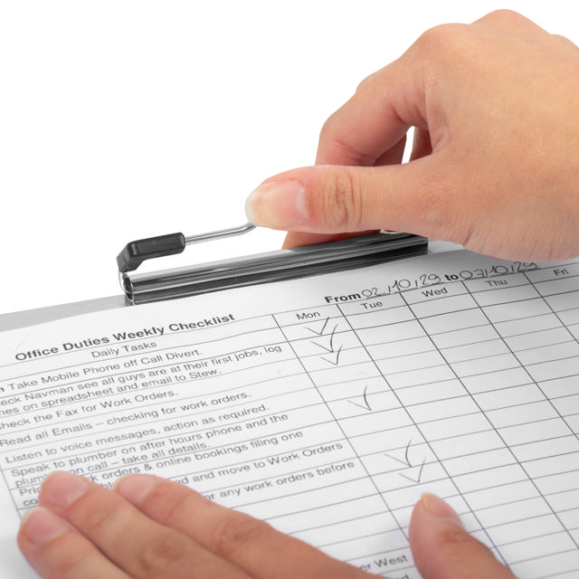 Clipboard with Flap, Aluminium, A4, Portrait