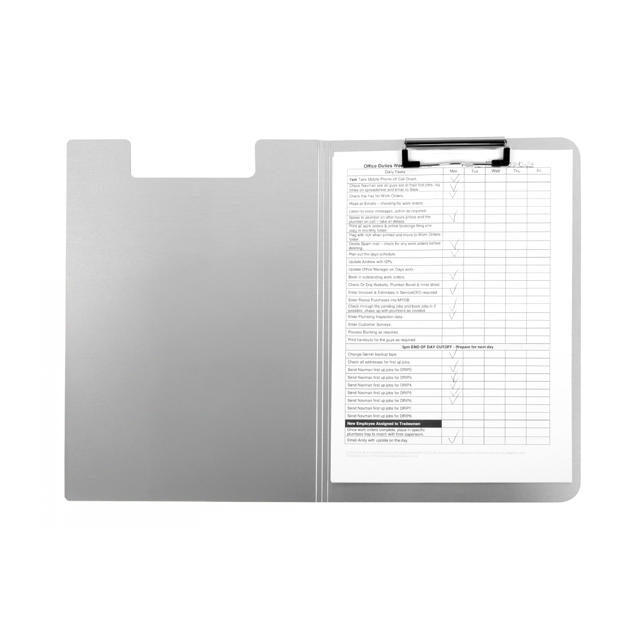 Clipboard with Flap, Aluminium, A4, Portrait