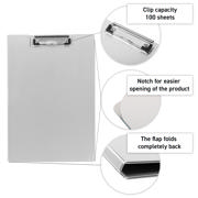 Clipboard with Flap, Aluminium, A4, Portrait