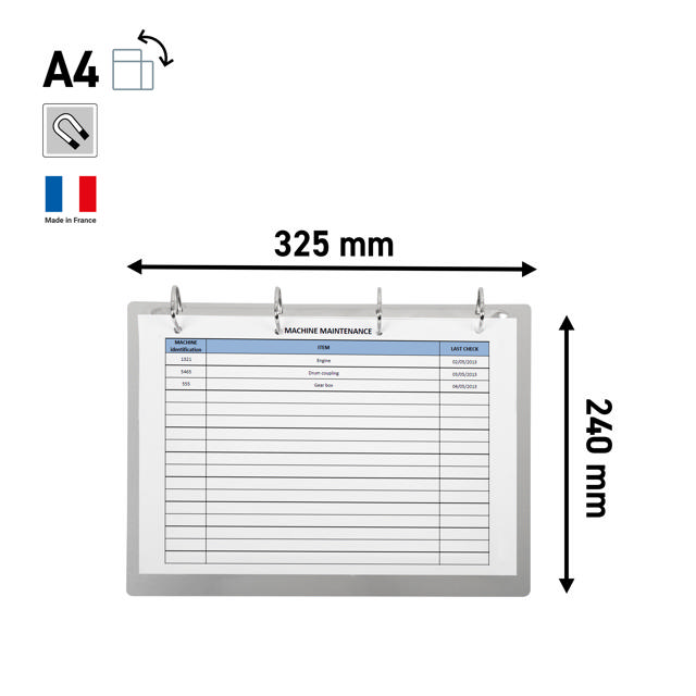 4-ring Display Binder, with Magnetic Attachment, Aluminium, A4, Landscape