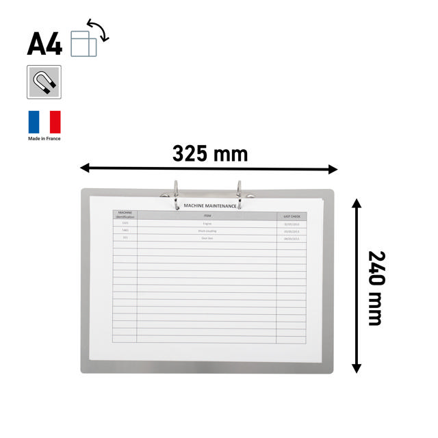 2-ring Display Binder, with Magnetic Attachment, Aluminium, A4, Landscape