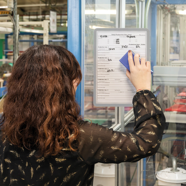 Magneto Self-adhesive Dry Erase Frame Display Pocket, Repositionable, A4