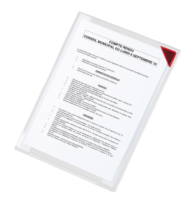 Kang Easy Clic Self-adhesive Signage Pocket, Repositionable, A4, Red Corner