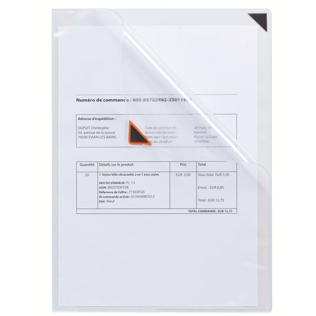 Kang Easy Clic Self-adhesive Signage Pocket, Repositionable, A4, Red Corner