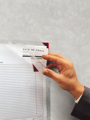 Kang Easy Clic Self-adhesive Signage Pocket, Repositionable, A4, Red Corner