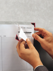 Kang Easy Clic Self-adhesive Signage Pocket, Repositionable, A4, Red Corner
