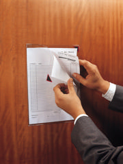 Kang Easy Clic Self-adhesive Signage Pocket, Repositionable, A4, Red Corner