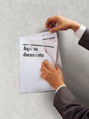 Kang Easy Clic Self-adhesive Signage Pocket, Repositionable, A4, Red Corner