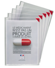 Kang Easy Clic Self-adhesive Signage Pocket, Repositionable, A4, Red Corner