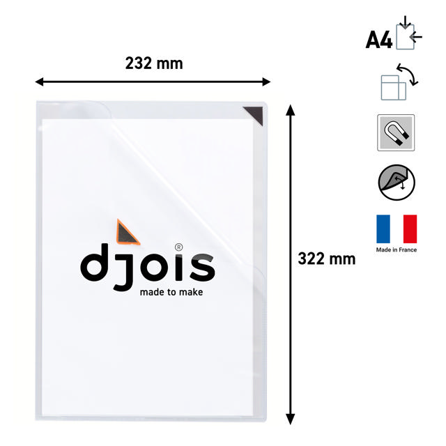 Kang Easy Clic Self-adhesive Signage Pocket, Repositionable, A4, Red Corner