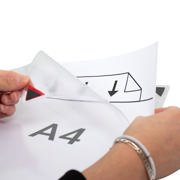 Kang Easy Clic Self-adhesive Signage Pocket, Repositionable, A4, Red Corner
