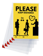 Kang Easy Clic Self-adhesive Signage Pocket, Repositionable, A4, Red Corner