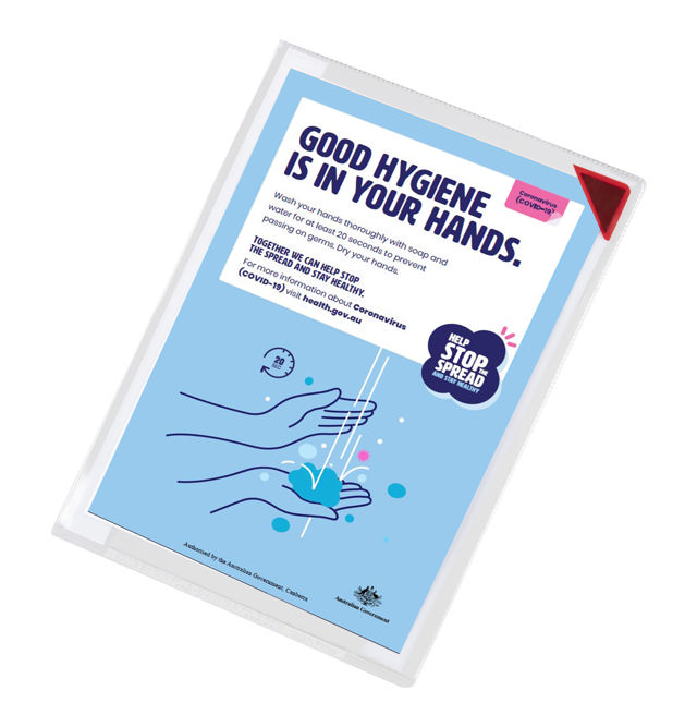 Kang Easy Clic Self-adhesive Signage Pocket, Repositionable, A4, Red Corner