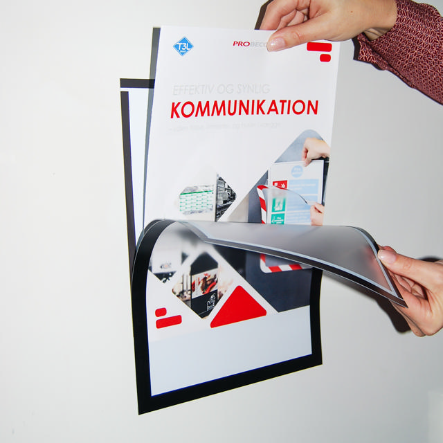 Two-panel self-adhesive wall display frame for A4 documents Black