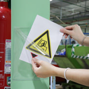 Kang Easy Clic Self-adhesive Signage Pocket, Repositionable, A5, Red Corner