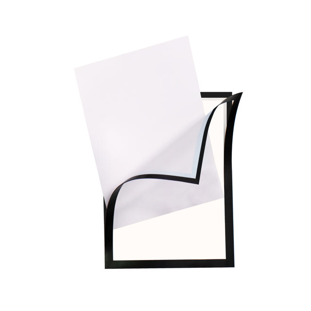 Two-panel self-adhesive wall display frame for A4 documents Black