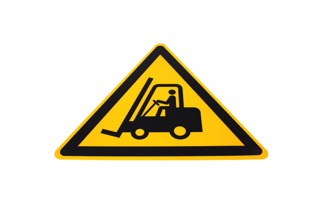 Self-adhesive safety pictogram, Caution forklifts