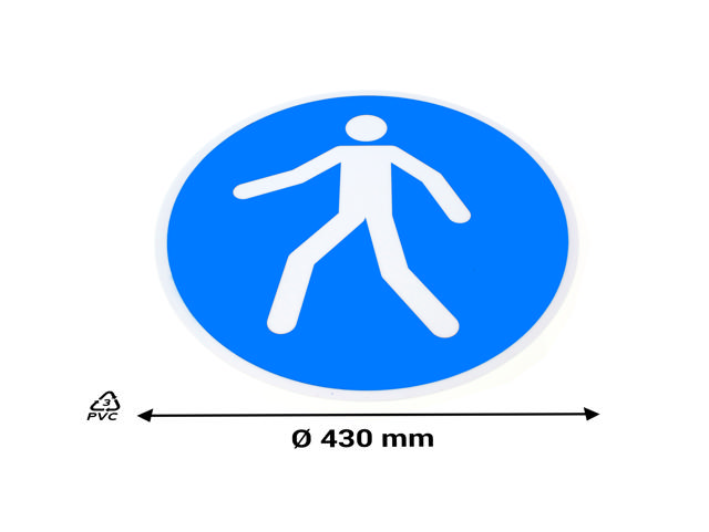 Self-adhesive safety pictogram, Use pedestrian walkway