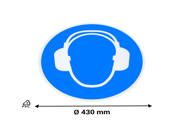 Self-adhesive safety pictogram, Wear ear protection