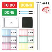 Magnetic Task Card Kit for Kanban Board, 3 Columns, S Cards