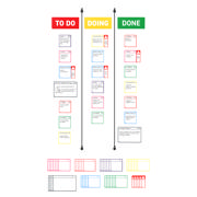 Magnetic Task Card Kit for Kanban Board, 3 Columns, S Cards