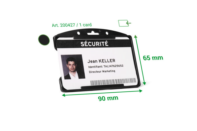 Security ID Card Holder, Open Face, Horizontal, for 1 Card