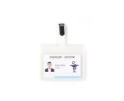 Visitor Badge Kit, PVC, with Clips and Inserts, Horizontal