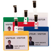 Visitor Badge Kit, PVC, with Clips and Inserts, Horizontal