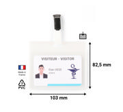 Visitor Badge Kit, PVC, with Clips and Inserts, Horizontal