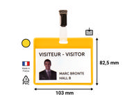 Visitor Badge Kit, PVC, with Clips and Inserts, Horizontal