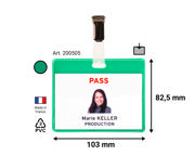 Visitor Badge Kit, PVC, with Clips and Inserts, Horizontal