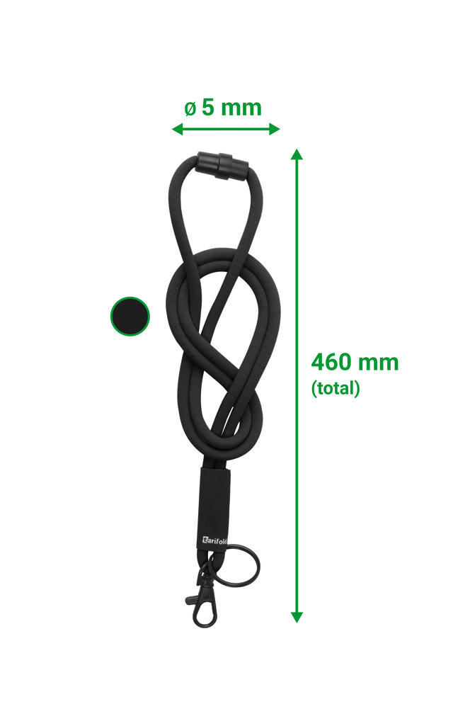 Soft Cord Lanyard, with Swivel Hook and Key Ring