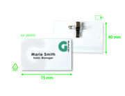 Pin Clip Name Badge, with Inserts, 75 x 40 mm