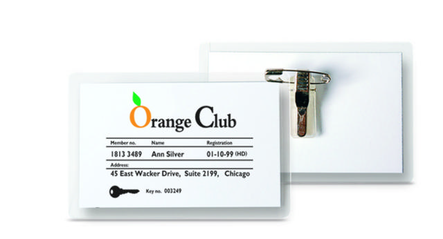 Pin Clip Name Badge, with Inserts, 75 x 40 mm