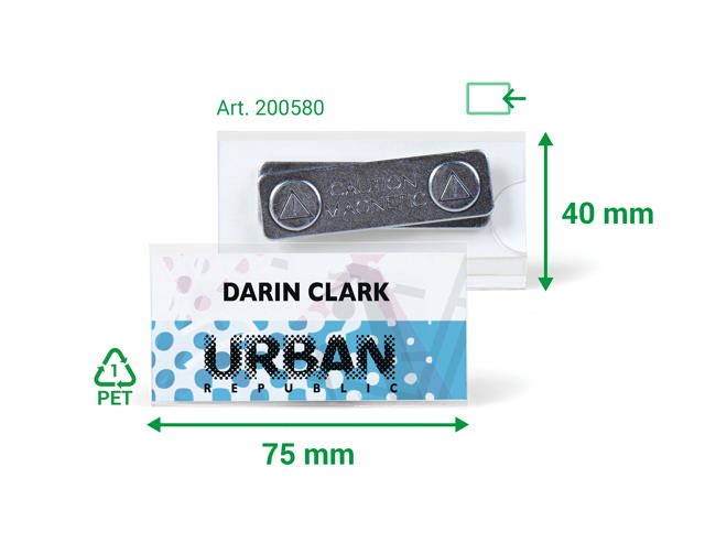 Magnetic Name Badge, with Inserts, 75 x 40 mm