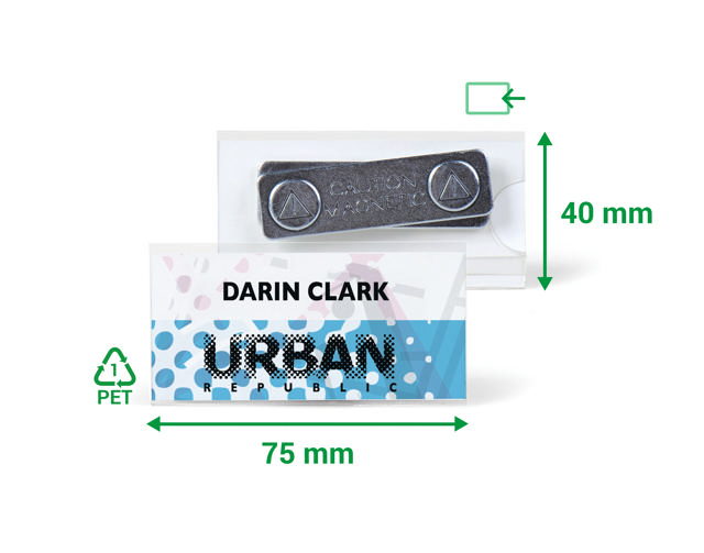 Magnetic Name Badge, with Inserts, 75 x 40 mm