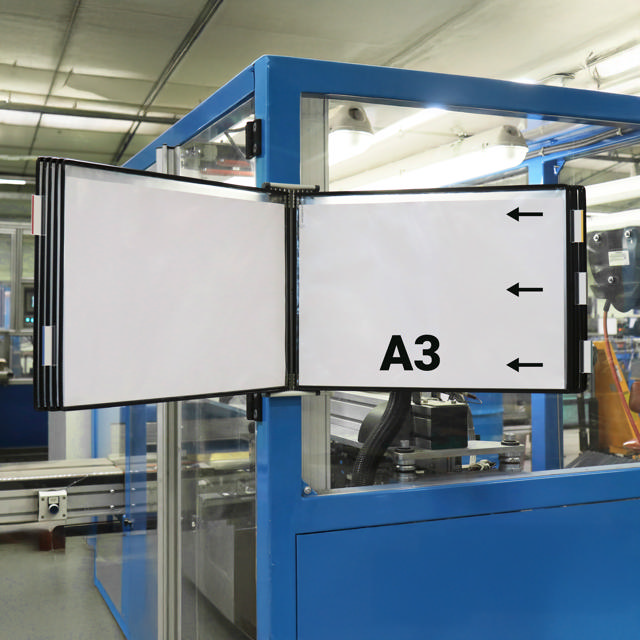 Empty Tarifold Metal Wall Display Unit, A4, for 10 Pockets, with Side Stops