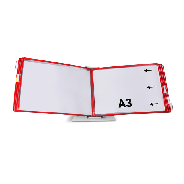 Mounted Empty Tarifold Metal Desk Display Unit, A4, with Side Stops, for 10 Pockets
