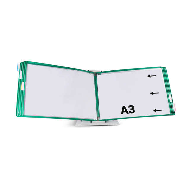Mounted Empty Tarifold Metal Desk Display Unit, A4, with Side Stops, for 10 Pockets
