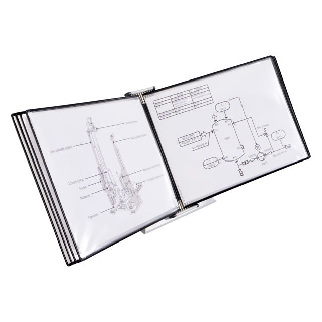 Mounted Empty Tarifold Metal Desk Display Unit, A4, with Side Stops, for 10 Pockets