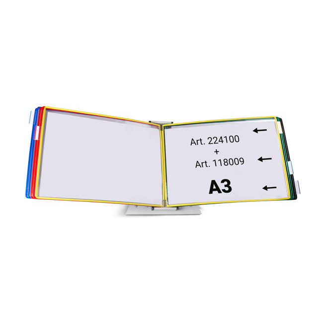 Mounted Empty Tarifold Metal Desk Display Unit, A4, with Side Stops, for 10 Pockets