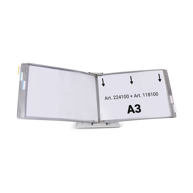 Mounted Empty Tarifold Metal Desk Display Unit, A4, with Side Stops, for 10 Pockets