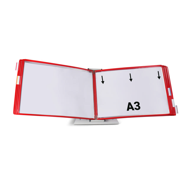 Mounted Empty Tarifold Metal Desk Display Unit, A4, with Side Stops, for 10 Pockets