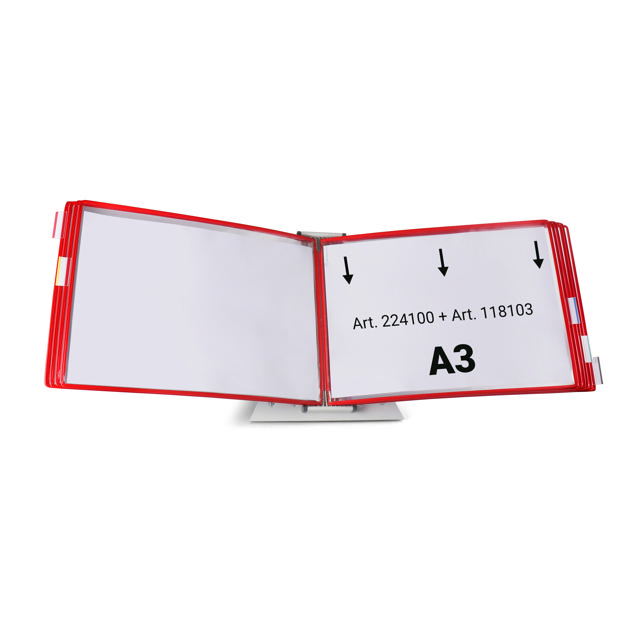 Mounted Empty Tarifold Metal Desk Display Unit, A4, with Side Stops, for 10 Pockets
